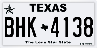TX license plate BHK4138