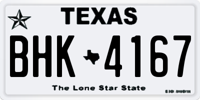 TX license plate BHK4167