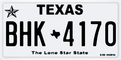 TX license plate BHK4170