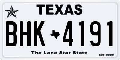 TX license plate BHK4191