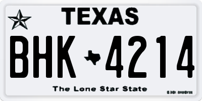 TX license plate BHK4214