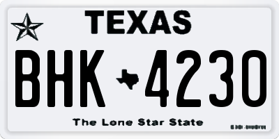 TX license plate BHK4230