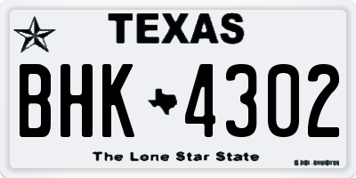 TX license plate BHK4302