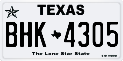 TX license plate BHK4305