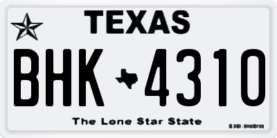 TX license plate BHK4310