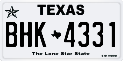 TX license plate BHK4331