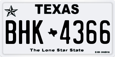 TX license plate BHK4366