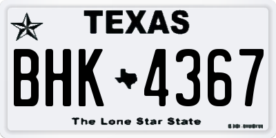 TX license plate BHK4367