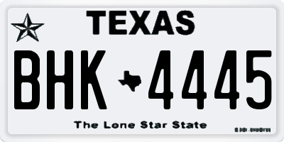 TX license plate BHK4445