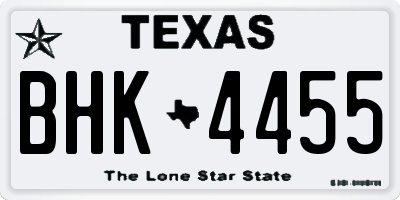 TX license plate BHK4455