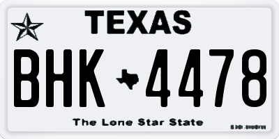 TX license plate BHK4478