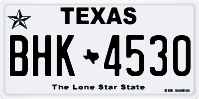 TX license plate BHK4530
