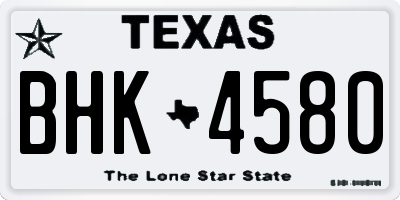 TX license plate BHK4580