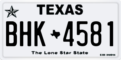 TX license plate BHK4581