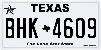 TX license plate BHK4609