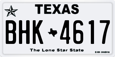 TX license plate BHK4617