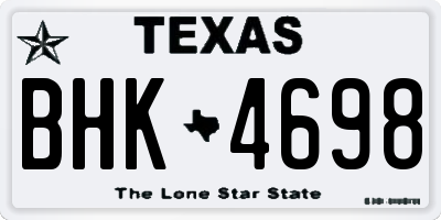 TX license plate BHK4698