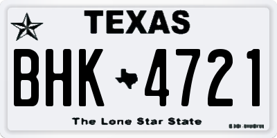 TX license plate BHK4721