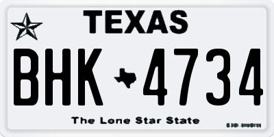 TX license plate BHK4734