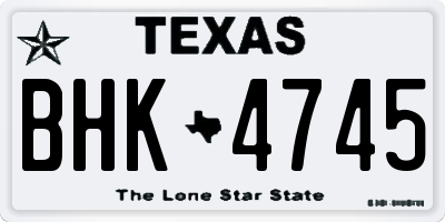 TX license plate BHK4745