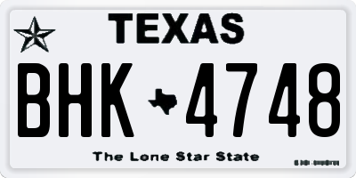 TX license plate BHK4748