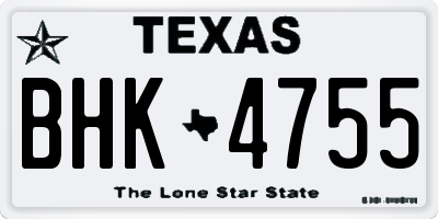 TX license plate BHK4755