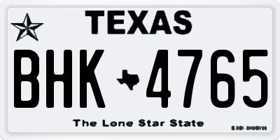 TX license plate BHK4765