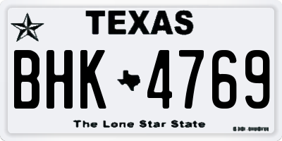 TX license plate BHK4769