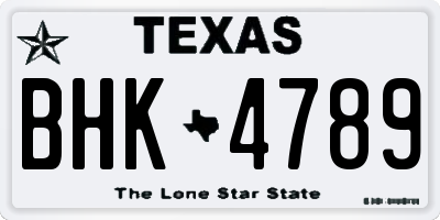 TX license plate BHK4789