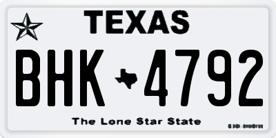 TX license plate BHK4792