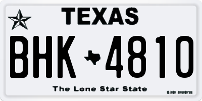 TX license plate BHK4810