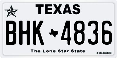 TX license plate BHK4836