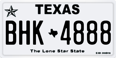 TX license plate BHK4888