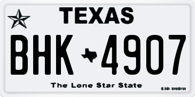 TX license plate BHK4907