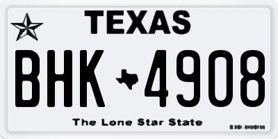 TX license plate BHK4908