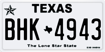 TX license plate BHK4943