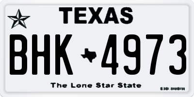 TX license plate BHK4973