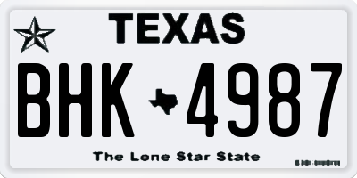 TX license plate BHK4987