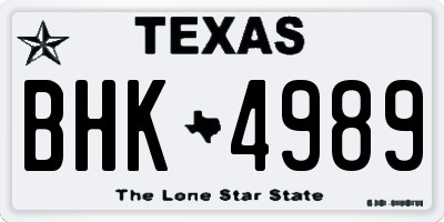 TX license plate BHK4989