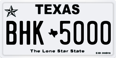 TX license plate BHK5000