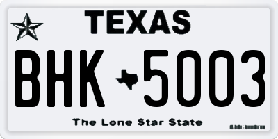 TX license plate BHK5003