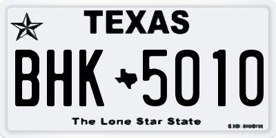 TX license plate BHK5010
