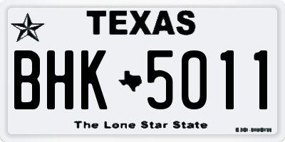 TX license plate BHK5011