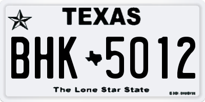 TX license plate BHK5012