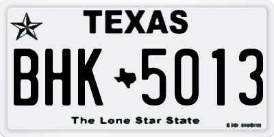 TX license plate BHK5013