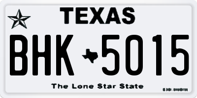 TX license plate BHK5015