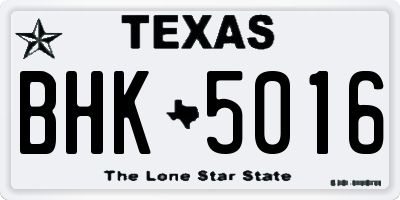 TX license plate BHK5016