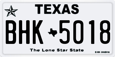 TX license plate BHK5018