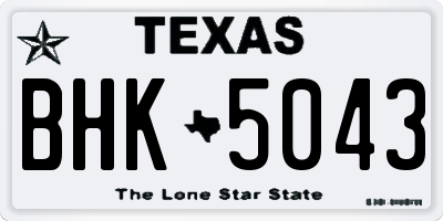 TX license plate BHK5043
