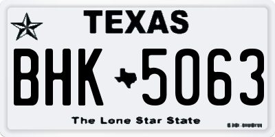 TX license plate BHK5063